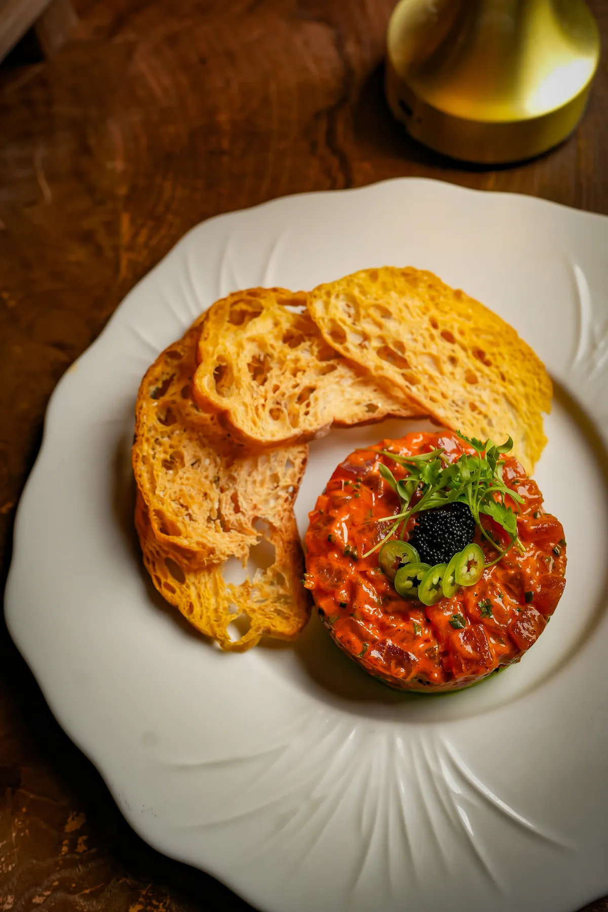Beef tartare crowned with caviar and served with toasted brioche