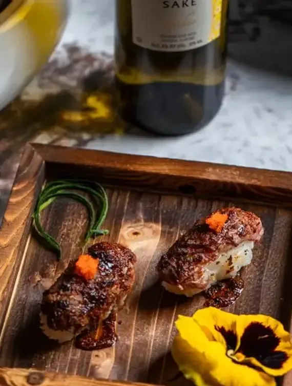 Robata-grilled steak bites seared over binchotan charcoal