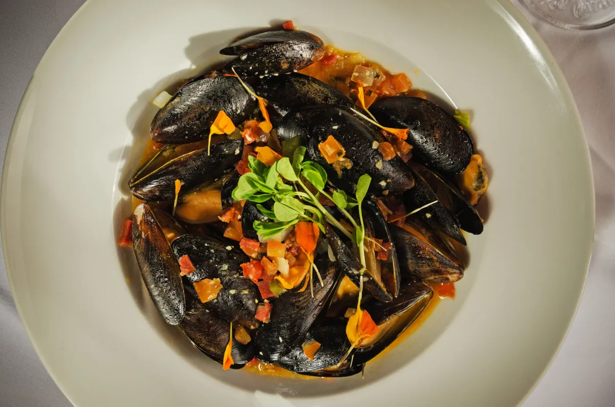 Spanish mussels steamed with chorizo and saffron cream