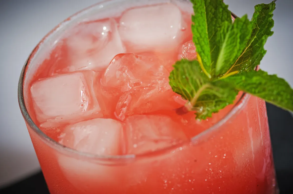 Grapefruit and mint cocktail over ice
